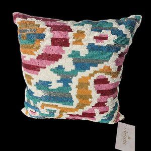 Artisan Home Decor Beaded Decorative Accent Pillow 14" x 14" NWT
